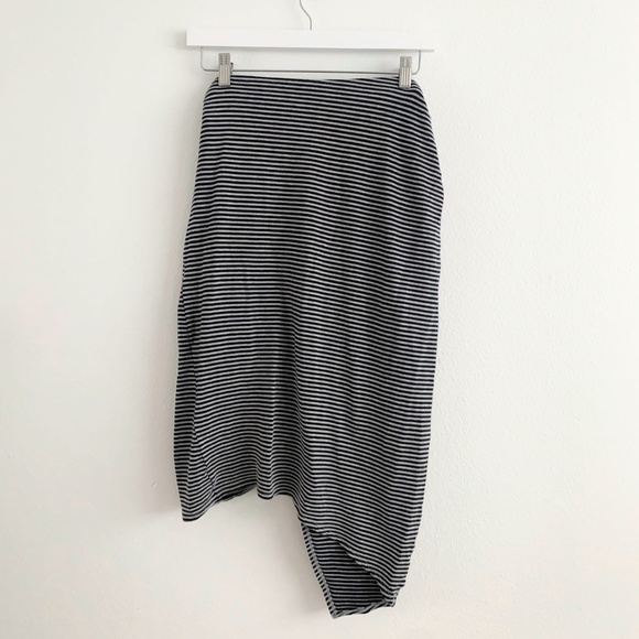 Pretty Woman's Bohemian Skirt Y2K Vintage Stretch Black & Grey Stripes Petite L - Picture 2 of 4
